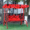 Kinderen terras schommelstoel kinderen veranda schommel met veiligheidsgordel afneembare luifel bank voor 2 personen rood 7