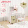 Kinderkaptafel met verlichting spiegel laden en 2 opbergdozen kaptafel met kruk make uptafel voor kinderen vanaf 3 jaar wit 3