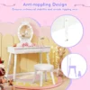 Kinderkaptafel set met verlichte spiegel tafel en kruk set met verstelbare verlichting grote lade gestoffeerde kruk wit 7