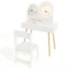Kinderkaptafelset met verlichte spiegel make uptafel en stoelset open plank haken en lades houten kaptafel wit 2