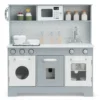  kinderkeuken met realistisch licht en geluid houten speelkeuken met magnetron incl. speeltoebehoren grijs 76 x 28 x 80 cm 1