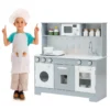  kinderkeuken met realistisch licht en geluid houten speelkeuken met magnetron incl. speeltoebehoren grijs 76 x 28 x 80 cm 2