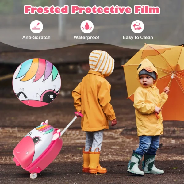 Kinderkoffer kindertrolley van kunststof kinderbagage reisbagage harde koffer roze paard 3
