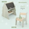 Kinderkunst ezel met krukje 2 in 1 krukje en dubbelzijdig krijtbord set met papierrolhouder opbergruimte leerspeelgoed voor jongens en meisjes 3