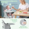 Kinderstoel stoelverhoger eetkamerstoel bouwsteentafel krukje voor peuters met 5 puntsgordel afneembaar dienblad en kussen grijs 7