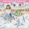 Kinderstoel stoelverhoger eetkamerstoel bouwsteentafel krukje voor peuters met 5 puntsgordel afneembaar dienblad en kussen lichtgrijs 6
