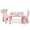 Kindertafel en 2 stoelen set kinderspeeltafel met 2 delige stoelen voor eten tekenen schrijven en knutselen kindermeubel set roze 1