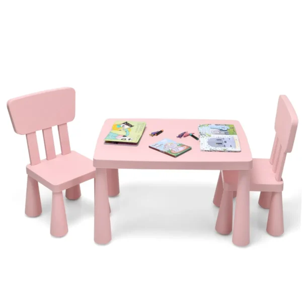 Kindertafel en 2 stoelen set kinderspeeltafel met 2 delige stoelen voor eten tekenen schrijven en knutselen kindermeubel set roze 1