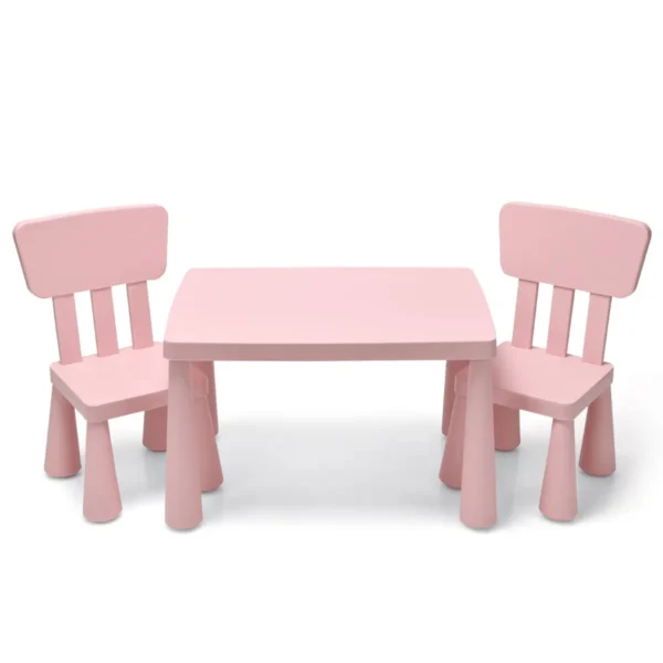 Kindertafel en 2 stoelen set kinderspeeltafel met 2 delige stoelen voor eten tekenen schrijven en knutselen kindermeubel set roze 2