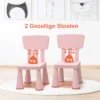 Kindertafel en 2 stoelen set kinderspeeltafel met 2 delige stoelen voor eten tekenen schrijven en knutselen kindermeubel set roze 4