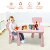 Kindertafel en 2 stoelen set kinderspeeltafel met 2 delige stoelen voor eten tekenen schrijven en knutselen kindermeubel set roze 5