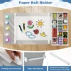 Kindertafel en stoelenset met papierrol klapdeksel planken stoffenbakken draagbare organizer voor kunstbenodigdheden om te tekenen grijs en wit 4