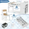 Kindertafel en stoelenset met papierrol klapdeksel planken stoffenbakken draagbare organizer voor kunstbenodigdheden om te tekenen naturel 3