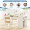 Kindertafel en stoelenset met papierrol klapdeksel planken stoffenbakken draagbare organizer voor kunstbenodigdheden om te tekenen naturel 4
