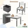 Kindertafel en stoelenset tekentafel met 2 stoelen papierhouder en rol 4 stoffen bakken open planken activiteitentafel grijs 3
