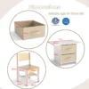 Kindertafel met 2 stoelen 3 delig houten zitgroep met 2 afneembare manden en breed tafelblad activiteitstafel beige 3