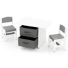 Kindertafel met 2 stoelen 3 delig houten zitgroep met 2 afneembare manden en breed tafelblad activiteitstafel grijs 2