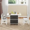 Kindertafel met 2 stoelen 3 delig houten zitgroep met 2 afneembare manden en breed tafelblad activiteitstafel grijs 4