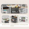 Kindertafel met 2 stoelen 3 delig houten zitgroep met 2 afneembare manden en breed tafelblad activiteitstafel grijs 7