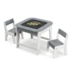 Kindertafel met 2 stoelen 3 delige houten kinderzitgroep met dubbelzijdig tafelblad 3 in 1 tekentafel & knutseltafel activiteitentafel grijs 2