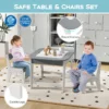 Kindertafel met 2 stoelen 3 delige houten kinderzitgroep met dubbelzijdig tafelblad 3 in 1 tekentafel & knutseltafel activiteitentafel grijs 5