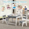 Kindertafel met 2 stoelen 3 delige houten kinderzitgroep met dubbelzijdig tafelblad 3 in 1 tekentafel & knutseltafel activiteitentafel grijs 6