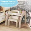 Kindertafel met stoel kinderzitgroep van hout schildertafel met afgeronde randen kindermeubelset voor jongens en meisjes 3+ beige 5