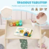 Kindertafel met stoel kinderzitgroep van hout schildertafel met afgeronde randen kindermeubelset voor jongens en meisjes 3+ beige 7
