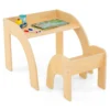 Kindertafel met stoel kinderzitgroep van hout schildertafel met afgeronde randen kindermeubelset voor jongens en meisjes 3+ natuur 2