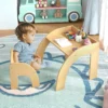 Kindertafel met stoel kinderzitgroep van hout schildertafel met afgeronde randen kindermeubelset voor jongens en meisjes 3+ natuur 6