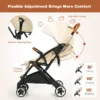 Kinderwagen kinderbuggy met verstelbare rugleuning reisbuggy met ligfunctie 5 punts veiligheidsgordel voor baby's 6 36 maanden beige 5