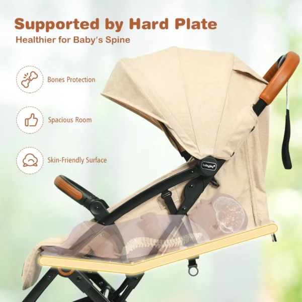 Kinderwagen kinderbuggy met verstelbare rugleuning reisbuggy met ligfunctie 5 punts veiligheidsgordel voor baby's 6 36 maanden beige 6