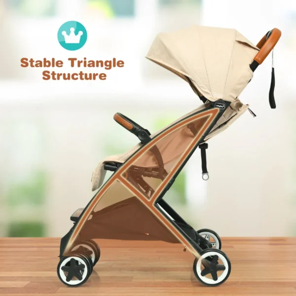 Kinderwagen kinderbuggy met verstelbare rugleuning reisbuggy met ligfunctie 5 punts veiligheidsgordel voor baby's 6 36 maanden beige 7