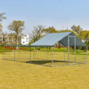Kippenhok vrijloop 3 x 6 m loopvlak van 18 m² kippenhok met dak deur en grendel kippenren van verzinkt stalen frame vrijloop kippenkooi 1