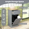 Kledingkast met kantelbare wasmand en lade opbergkast met uitneembare wasmand voor badkamer slaapkamer bijkeuken grijs 5