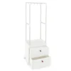 Kledingrek met 2 laden kledingopberger met vergrendelbare wielen vrijstaande commode hangroede 4 afneembare haken wit 2