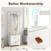 Kledingrek met 2 laden kledingopberger met vergrendelbare wielen vrijstaande commode hangroede 4 afneembare haken wit 5