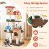 Krabpaal in paddenstoellook kattenboom met 2 kattenholtes sisal krabplank & platforms & speelbal klimboom teddystof kattenkrabpaal 4
