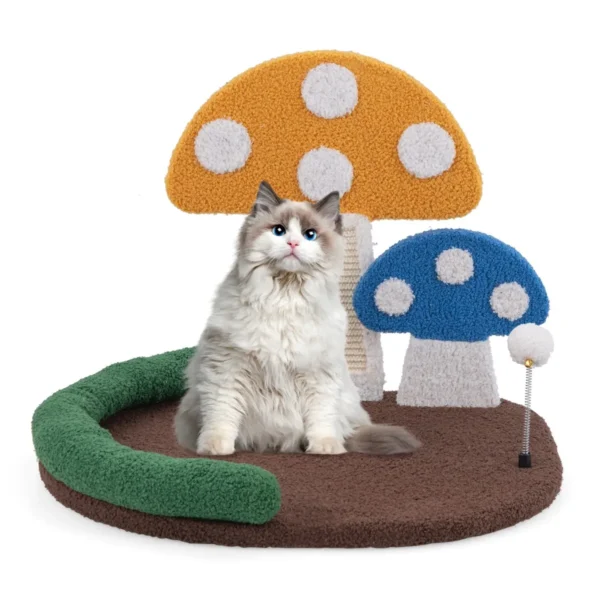 Krabpaal in paddenstoellook kattenboom met kattenbed sisal krabplank & shuttle hoofdsteun klimboom speelboom kattenkrabpaal 1