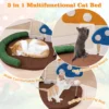 Krabpaal in paddenstoellook kattenboom met kattenbed sisal krabplank & shuttle hoofdsteun klimboom speelboom kattenkrabpaal 4