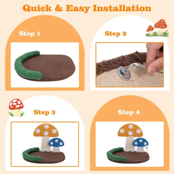 Krabpaal in paddenstoellook kattenboom met kattenbed sisal krabplank & shuttle hoofdsteun klimboom speelboom kattenkrabpaal 6