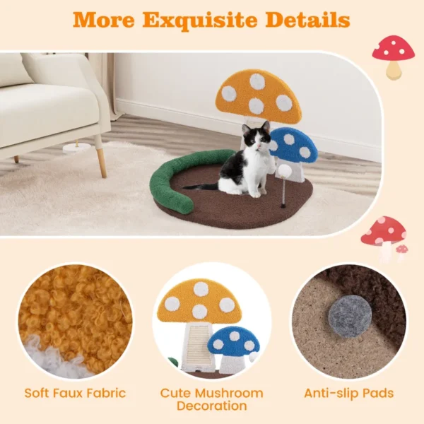 Krabpaal in paddenstoellook kattenboom met kattenbed sisal krabplank & shuttle hoofdsteun klimboom speelboom kattenkrabpaal 7