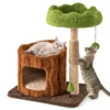 Krabpaal katten kattenboom met kattenhol in boomgatvorm massief hout kattentoren met jute zuil ligoppervlakken bal kattenmeubel 2