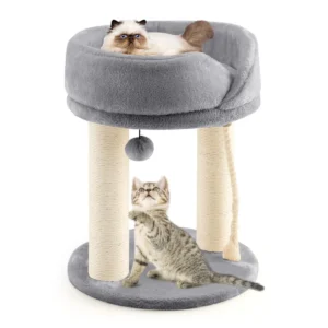 Krabpaal klein 4 in 1 kattenboom katten kattenmeubilair klimboom activiteitenboom speelboom grijs 1