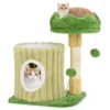 Krabpaal klein kattenboom met platform sisal krabzuil kattenhol & 2 ballen kattenkrabpaal van hout en pluche klimboom groen 2