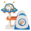 Krabpaal klein ruimtethema kattenboom met ufo platform speelgoed sisal krabzuilen en raketkattenhuis kattenkrabpaal blauw 1