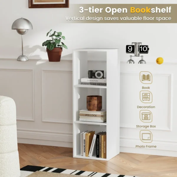 Kubus boekenkast met 3 niveaus opbergvak met 3 open vakken anti kantelset displayvak met 3 vakken wit 4
