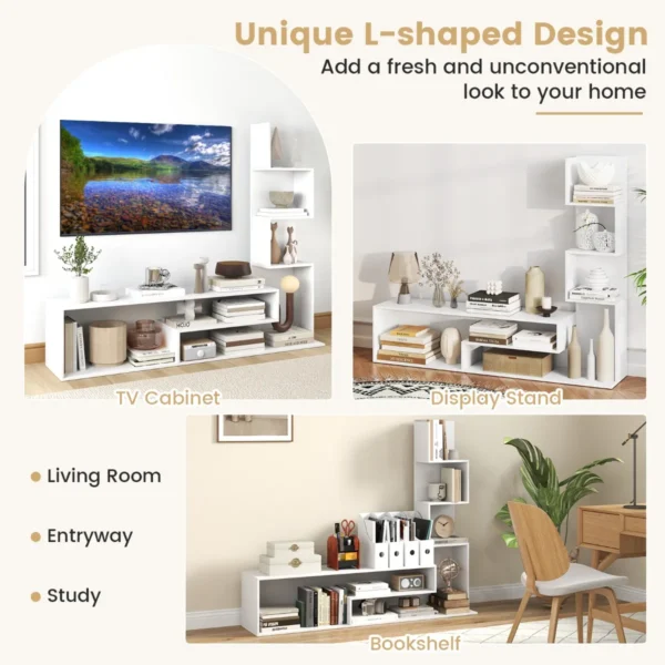 Kubus tv standaard voor tv's tot 50 inch mediaconsole met l vormige opbergplanken open compartimenten voor woonkamer hal 5