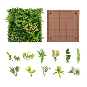 Kunsthaag 2 pcs vierkante wanddecoratie 50 x 50 cm 3d kunstblad wanddecoratie 11 soorten gemengde kunstplanten 1
