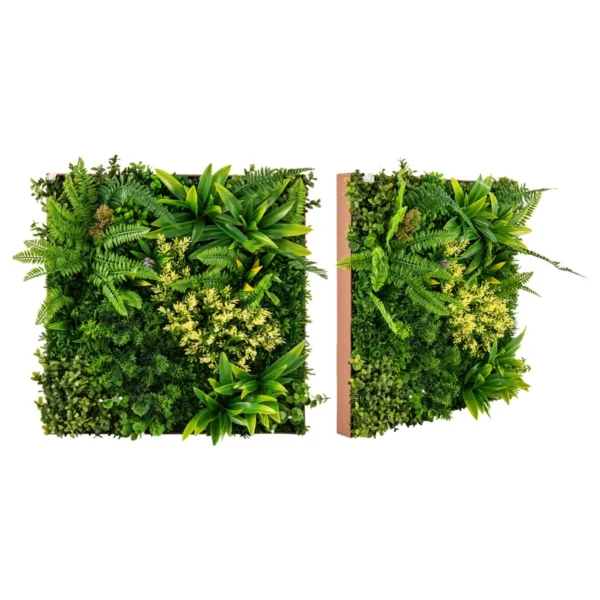 Kunsthaag 2 pcs vierkante wanddecoratie 50 x 50 cm 3d kunstblad wanddecoratie 11 soorten gemengde kunstplanten 2